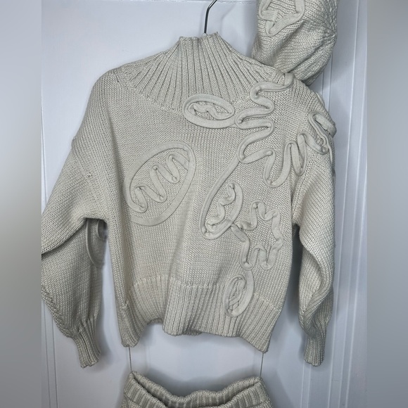 Cult Gaia girls Kids Deva Set Cream Cowl Neck Sweater Set NWT - Picture 2 of 13